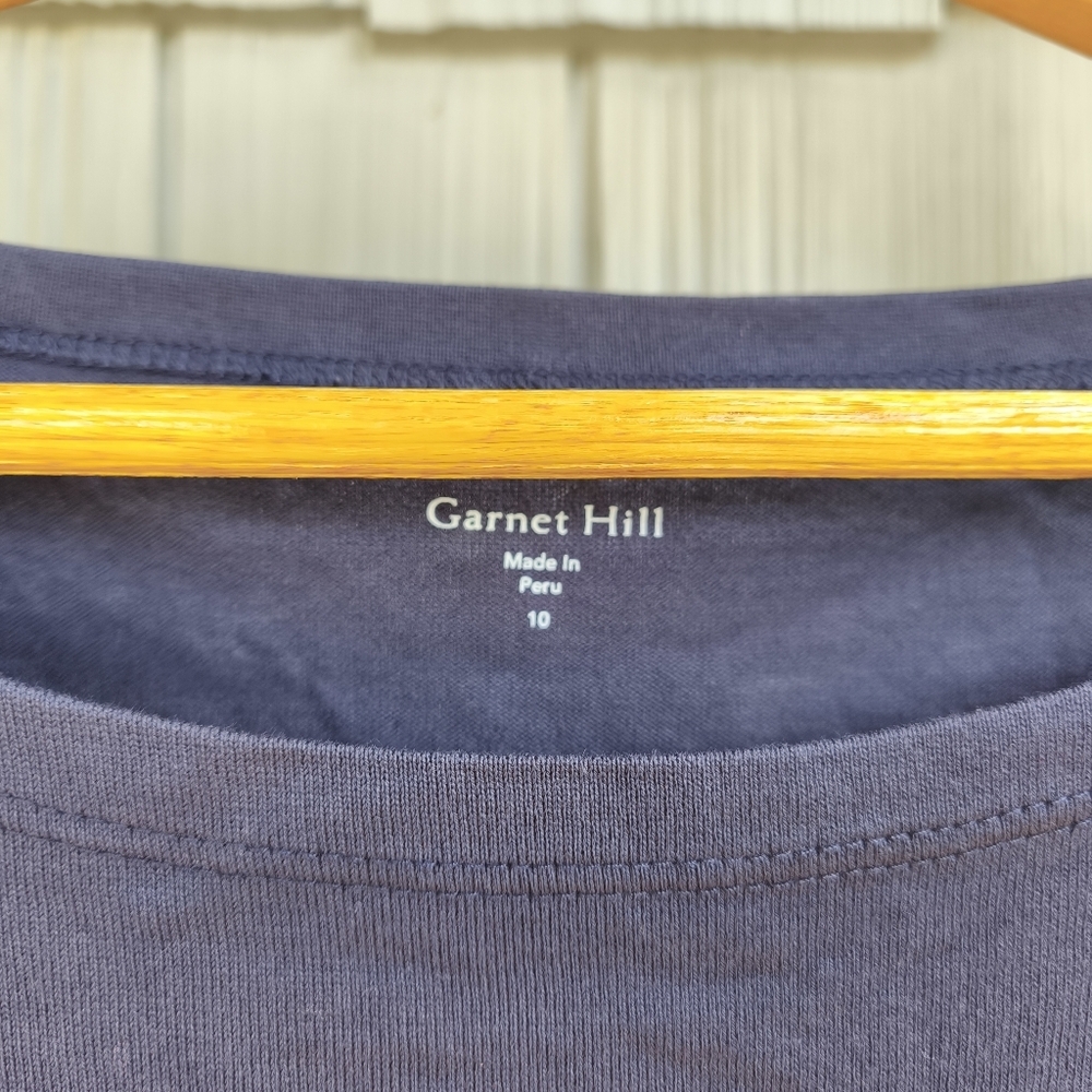 Garnet Hill 100% Organic Cotton Bateau Neck Shift T-shirt Dress sz 10 Navy - Picture 5 of 10